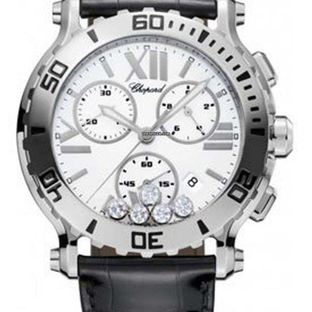 Chopard Happy Sport Quartz Women's Watch Steel Case With Leather Strap Authentic Luxury Timepiece