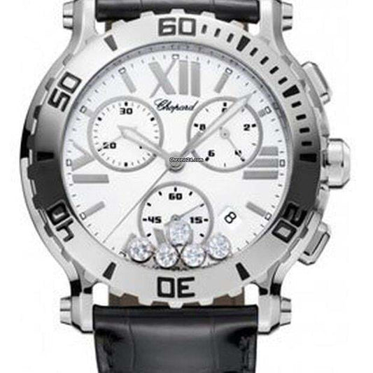 Chopard Happy Sport Quartz Women's Watch Steel Case With Leather Strap Authentic Luxury Timepiece