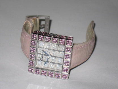 Chopard Ice Cube Quartz Women's Watch White Gold Case With Leather Strap Authentic Luxury Timepiece