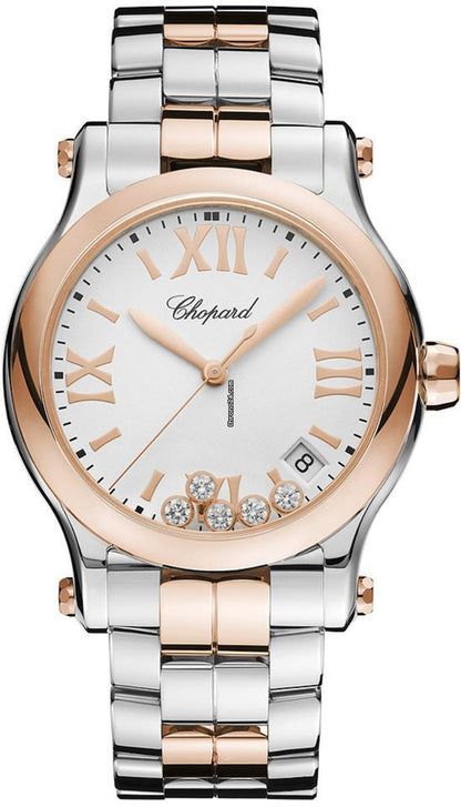 Chopard Happy Sport Quartz Women's Watch Steel Case With Gold/Steel Strap Authentic Luxury Timepiece