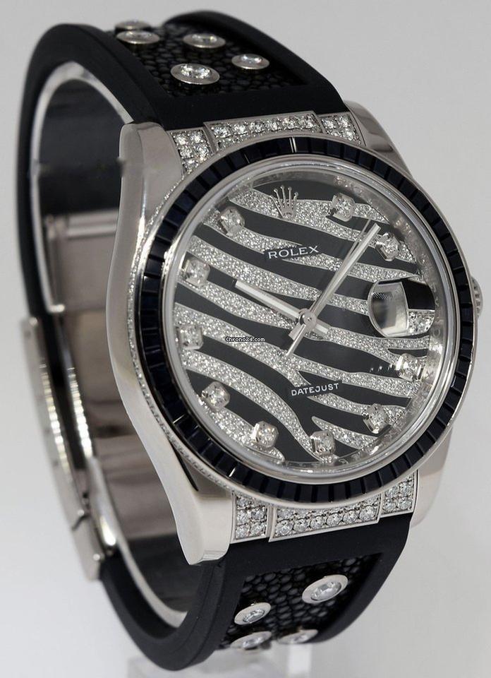 Rolex Datejust 36 Automatic Women's Watch White Gold Case With Rubber Strap Authentic Luxury Timepiece