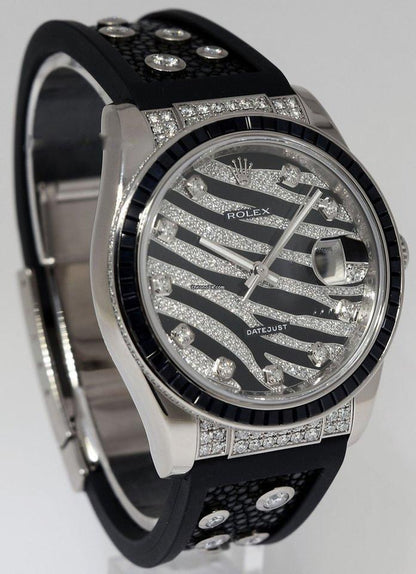 Rolex Datejust 36 Automatic Women's Watch White Gold Case With Rubber Strap Authentic Luxury Timepiece