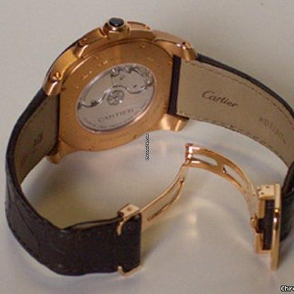 Cartier Calibre de Cartier Automatic Men's Watch Rose Gold Case With Leather Strap Authentic Luxury Timepiece