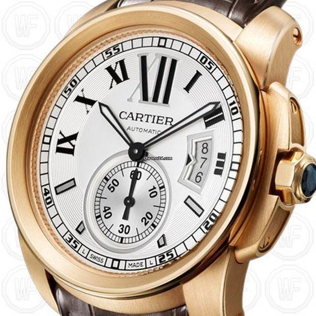 Cartier Calibre de Cartier Automatic Men's Watch Rose Gold Case With Leather Strap Authentic Luxury Timepiece