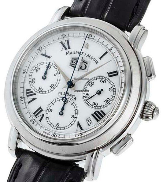 Maurice Lacroix Masterpiece Automatic Men's Watch Steel Case With Leather Strap Authentic Luxury Timepiece