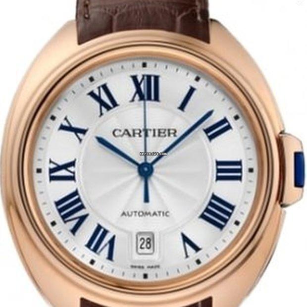 Cartier Clé de Cartier Automatic Men's Watch Rose Gold Case With Leather Strap Authentic Luxury Timepiece