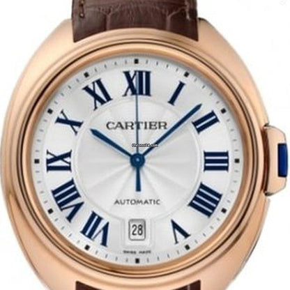 Cartier Clé de Cartier Automatic Men's Watch Rose Gold Case With Leather Strap Authentic Luxury Timepiece