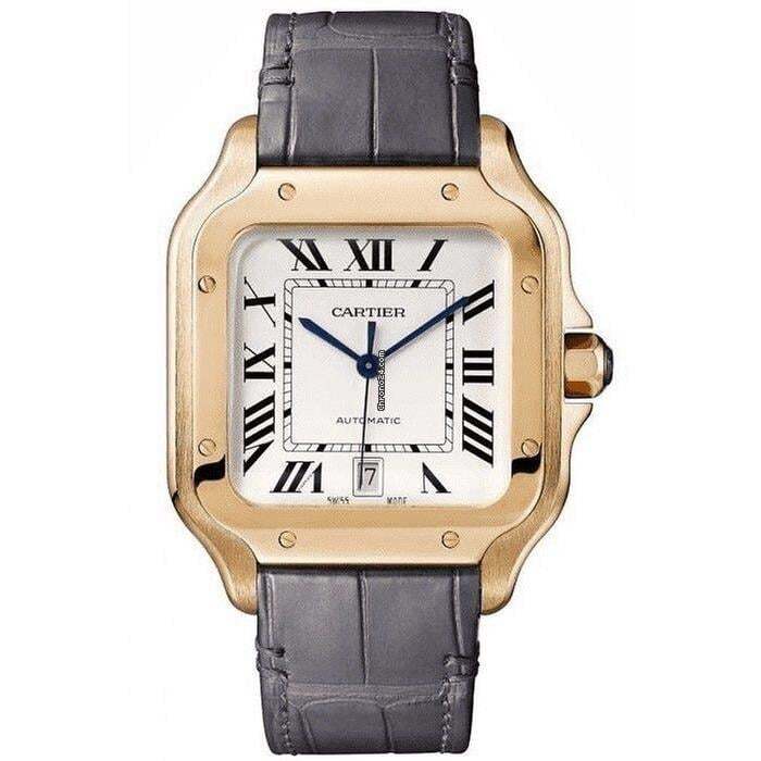 Cartier Santos Automatic Men's Watch Rose Gold Case With Leather Strap Authentic Luxury Timepiece