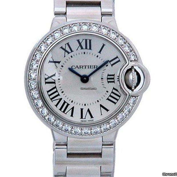 Cartier Ballon Bleu 28mm Quartz Women's Watch With White Gold Case and Strap Authentic Luxury Timepiece