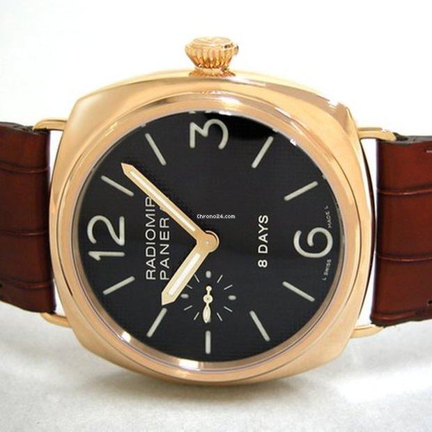 Panerai Radiomir 8 Days Manual winding Men's Watch Rose Gold Case With Leather Strap Authentic Luxury Timepiece