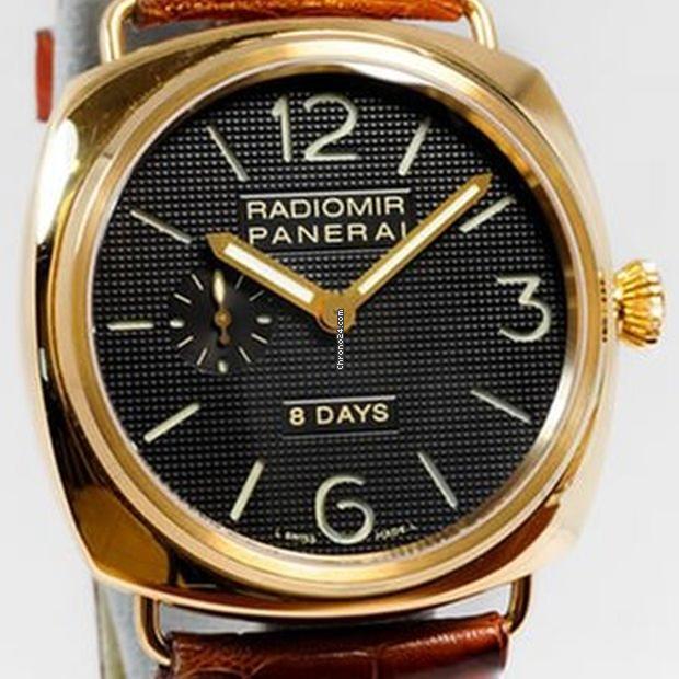 Panerai Radiomir 8 Days Manual winding Men's Watch Rose Gold Case With Leather Strap Authentic Luxury Timepiece