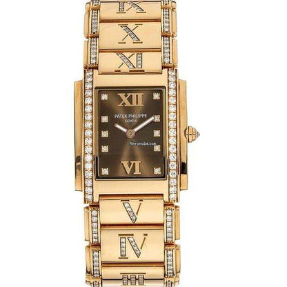 Patek Philippe Twenty~4 Quartz Women's Watch With Rose Gold Case and Strap Authentic Luxury Timepiece