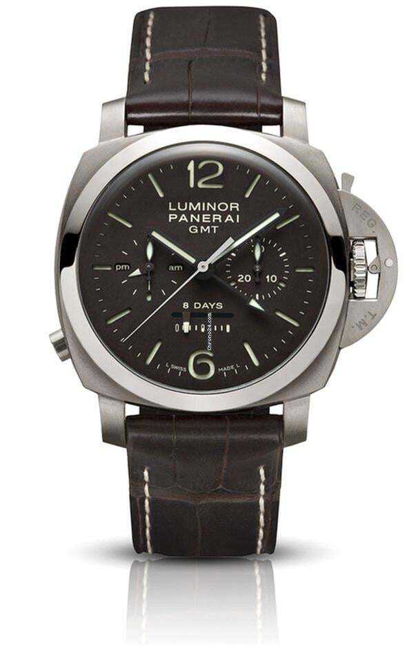 Panerai Luminor 1950 8 Days Chrono Monopulsante GMT Manual winding Men's Watch Titanium Case With Leather Strap Authentic Luxury Timepiece