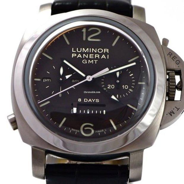 Panerai Luminor 1950 8 Days Chrono Monopulsante GMT Manual winding Men's Watch Titanium Case With Leather Strap Authentic Luxury Timepiece