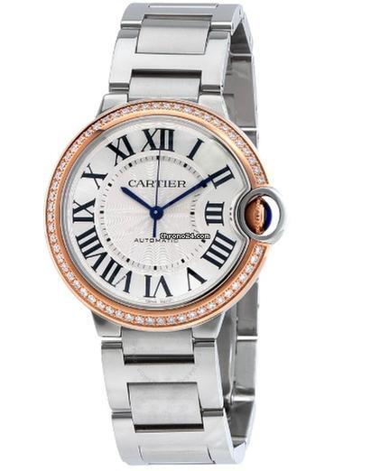 Cartier Ballon Bleu 36mm Automatic Women's Watch With Steel Case and Strap Authentic Luxury Timepiece