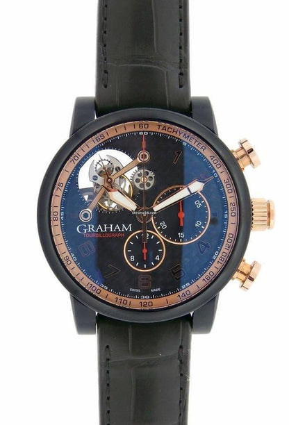 Graham Silverstone Automatic Men's Watch Rose Gold Case With Leather Strap Authentic Luxury Timepiece
