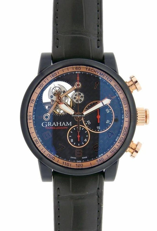 Graham Silverstone Automatic Men's Watch Rose Gold Case With Leather Strap Authentic Luxury Timepiece