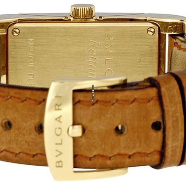 Bulgari Rettangolo Quartz Men's Watch Yellow Gold Case With Leather Strap Authentic Luxury Timepiece