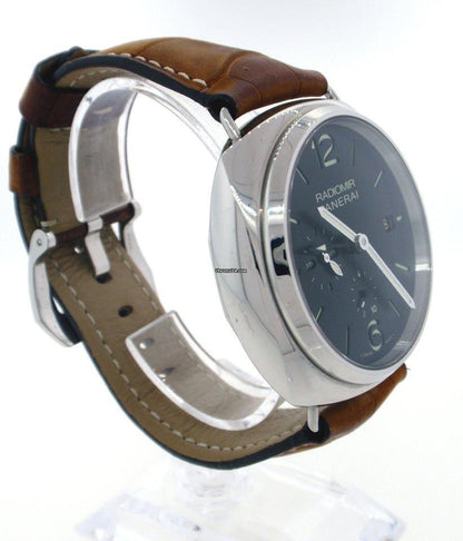 Panerai Radiomir 10 Days GMT Manual winding Men's Watch Steel Case With Leather Strap Authentic Luxury Timepiece