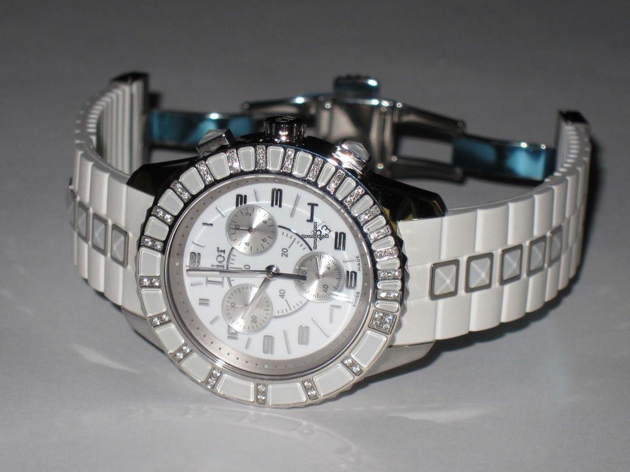 Dior Christal Quartz Women's Watch Steel Case With Rubber Strap Authentic Luxury Timepiece