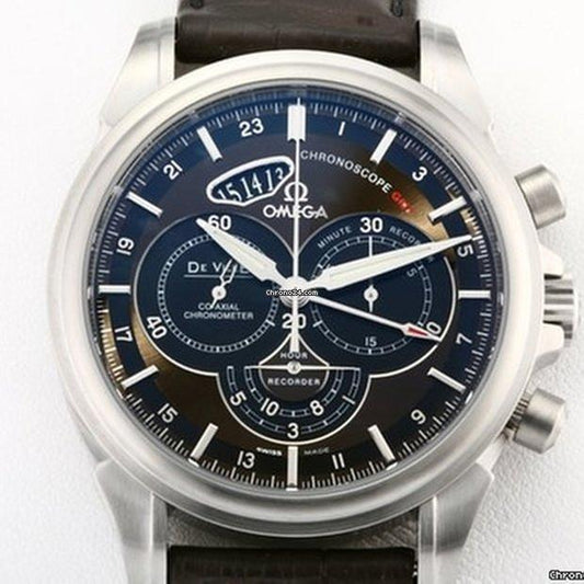 Omega De Ville Co-Axial Automatic Men's Watch Steel Case With Leather Strap Authentic Luxury Timepiece