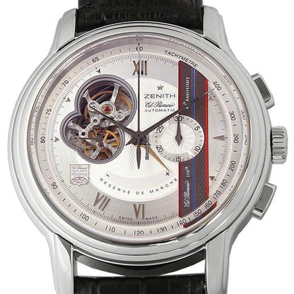 Zenith El Primero Chronomaster Automatic Men's Watch Steel Case With Leather Strap Authentic Luxury Timepiece