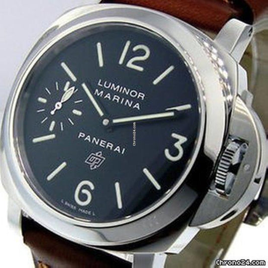 Panerai Luminor Marina Automatic Men's Watch Steel Case With Leather Strap Authentic Luxury Timepiece
