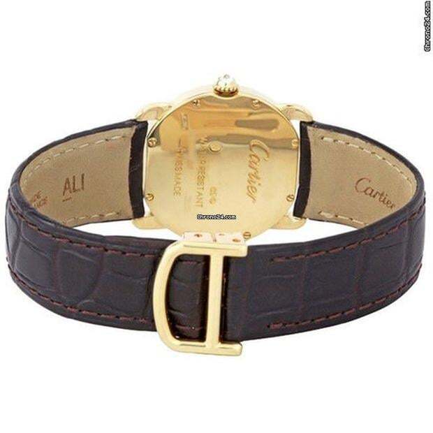 Cartier Ronde Louis Cartier Quartz Women's Watch Yellow Gold Case With Leather Strap Authentic Luxury Timepiece