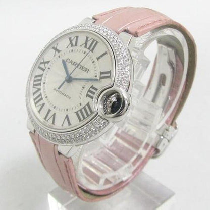 Cartier Ballon Bleu 36mm Automatic Women's Watch White Gold Case With Leather Strap Authentic Luxury Timepiece