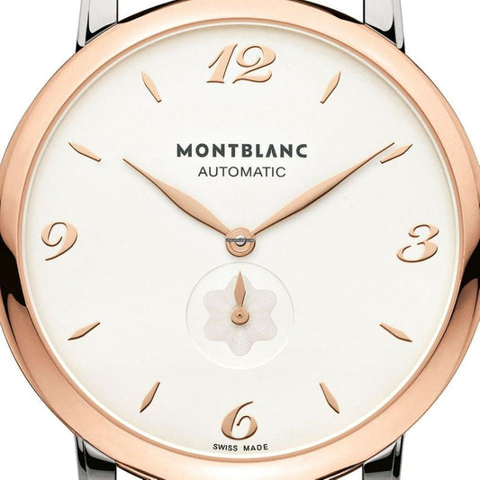 Montblanc Star Classique Automatic Men's Watch Gold/Steel Case With Leather Strap Authentic Luxury Timepiece