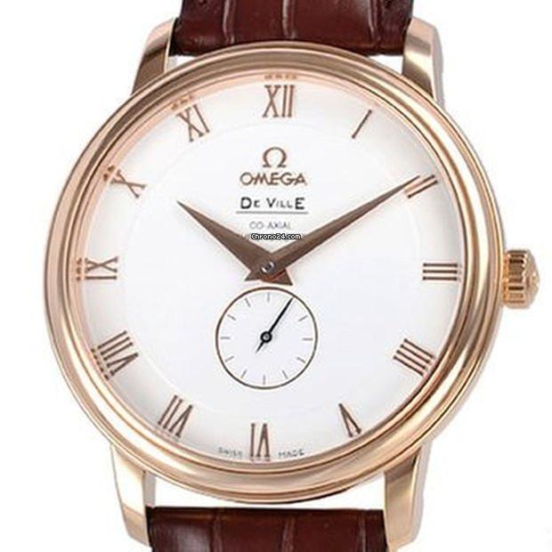 Omega De Ville Prestige Automatic Men's Watch Rose Gold Case With Leather Strap Authentic Luxury Timepiece