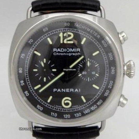 Panerai Radiomir Chronograph Automatic Men's Watch Steel Case With Leather Strap Authentic Luxury Timepiece