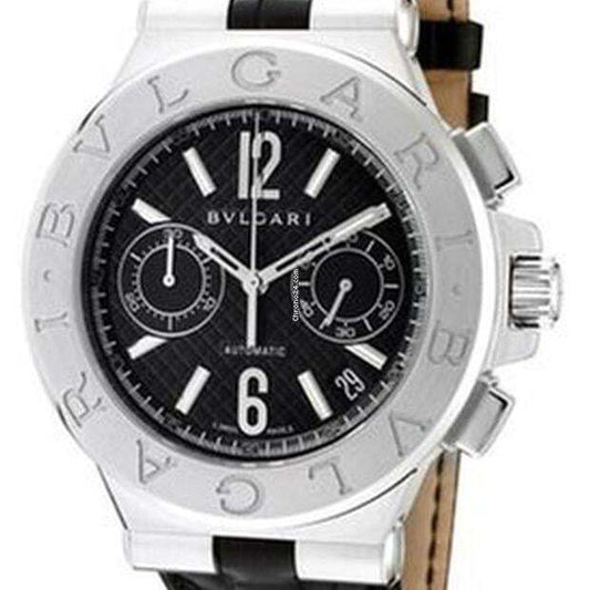 Bulgari Diagono Automatic Men's Watch Steel Case With Leather Strap Authentic Luxury Timepiece