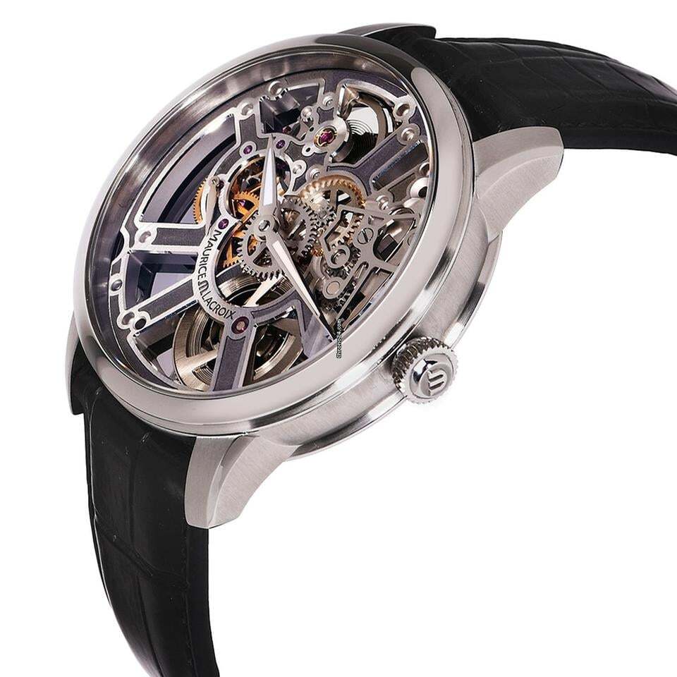 Maurice Lacroix Masterpiece Squelette Manual winding Men's Watch Steel Case With Leather Strap Authentic Luxury Timepiece