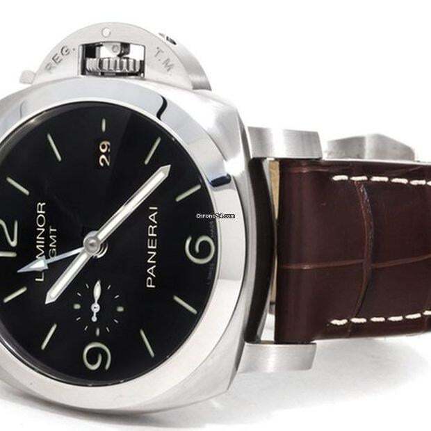 Panerai Luminor 1950 3 Days GMT Automatic Automatic Men's Watch Steel Case With Leather Strap Authentic Luxury Timepiece