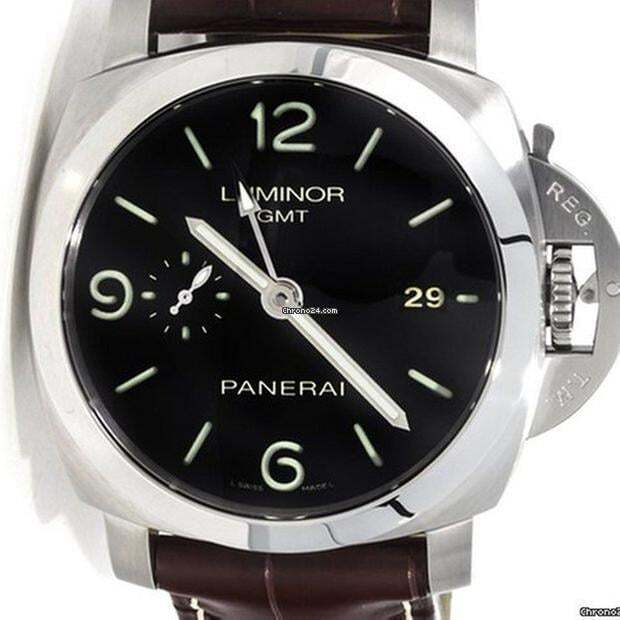 Panerai Luminor 1950 3 Days GMT Automatic Automatic Men's Watch Steel Case With Leather Strap Authentic Luxury Timepiece