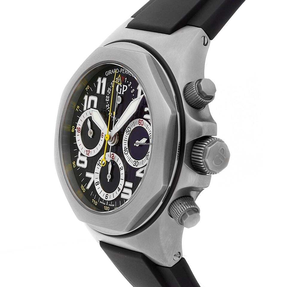 Girard Perregaux Laureato Automatic Men's Watch Titanium Case With Rubber Strap Authentic Luxury Timepiece