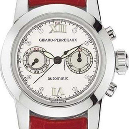 Girard Perregaux Automatic Women's Watch White Gold Case With Leather Strap Authentic Luxury Timepiece