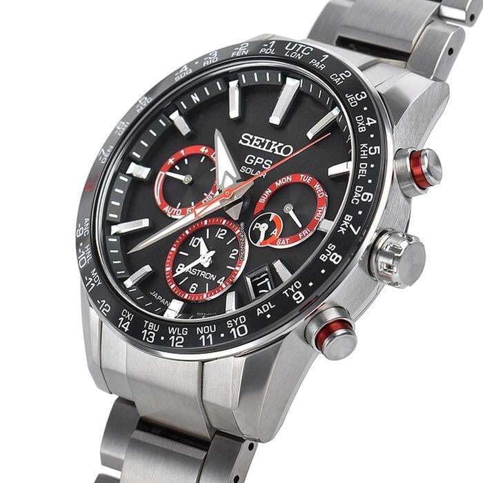 Seiko Astron GPS Solar Chronograph Quartz Men's Watch With Steel Case and Strap Authentic Luxury Timepiece