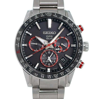 Seiko Astron GPS Solar Chronograph Quartz Men's Watch With Steel Case and Strap Authentic Luxury Timepiece