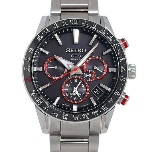 Seiko Astron GPS Solar Chronograph Quartz Men's Watch With Steel Case and Strap Authentic Luxury Timepiece