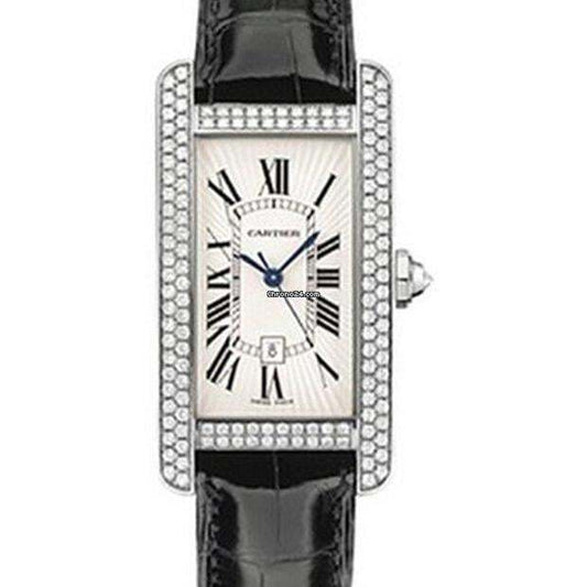 Cartier Tank Américaine Automatic Women's Watch White Gold Case With Leather Strap Authentic Luxury Timepiece