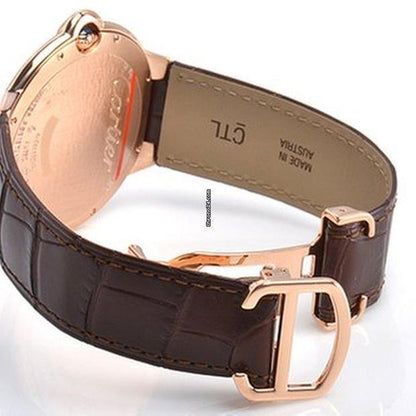 Cartier Ballon Bleu 40mm Automatic Women's Watch Rose Gold Case With Leather Strap Authentic Luxury Timepiece