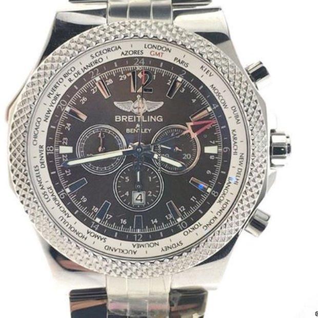 Breitling Bentley GMT Automatic Men's Watch With Steel Case and Strap Authentic Luxury Timepiece