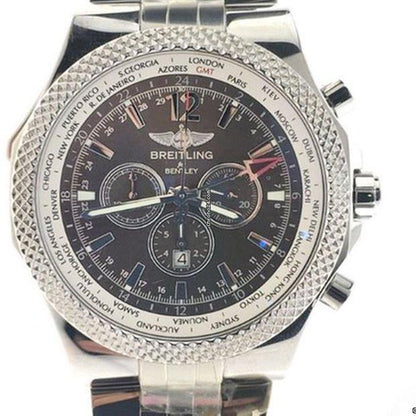 Breitling Bentley GMT Automatic Men's Watch With Steel Case and Strap Authentic Luxury Timepiece