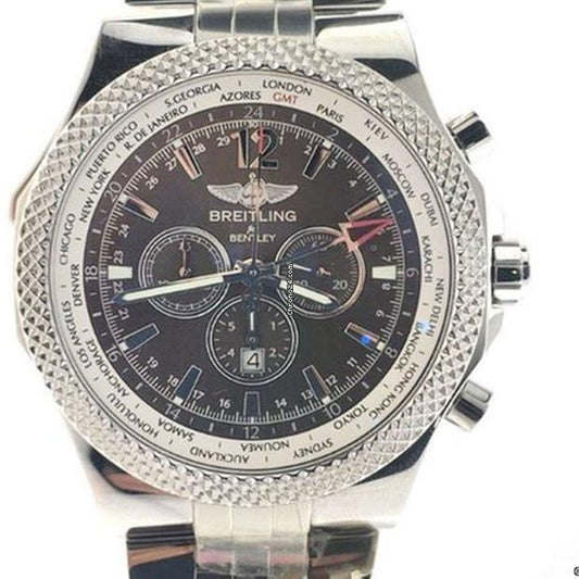 Breitling Bentley GMT Automatic Men's Watch With Steel Case and Strap Authentic Luxury Timepiece