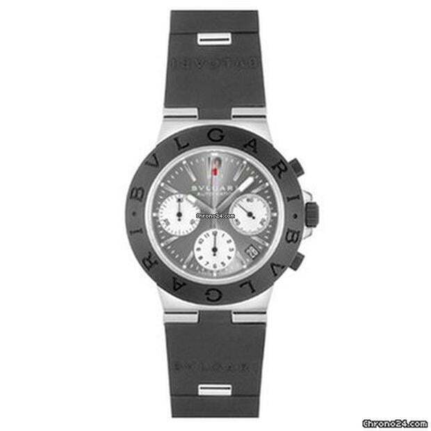 Bulgari Diagono Automatic Men's Watch White Gold Case With Rubber Strap Authentic Luxury Timepiece