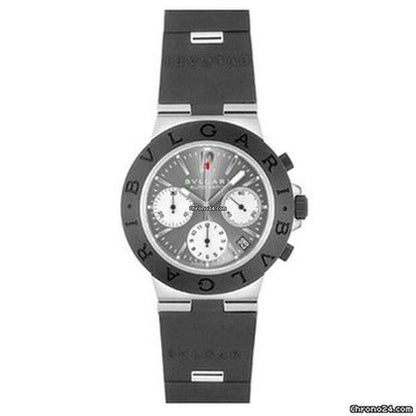 Bulgari Diagono Automatic Men's Watch White Gold Case With Rubber Strap Authentic Luxury Timepiece