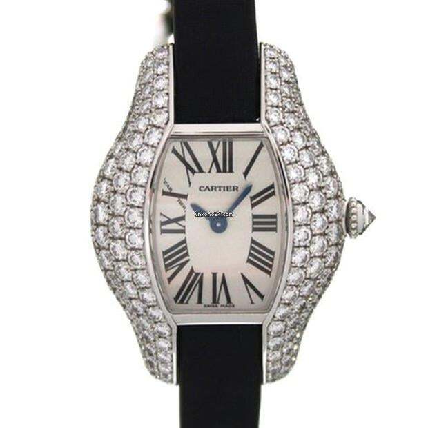 Cartier Tonneau Quartz Women's Watch White Gold Case With Leather Strap Authentic Luxury Timepiece