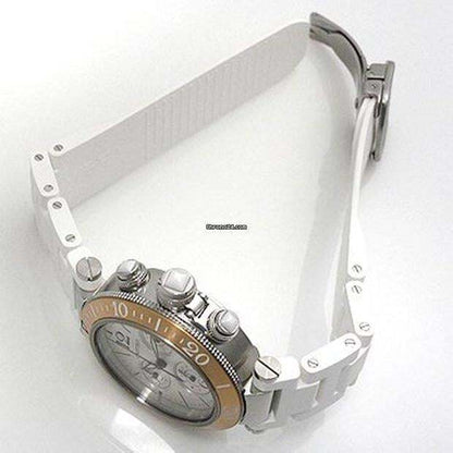 Cartier Pasha Seatimer Quartz Women's Watch Gold/Steel Case With Rubber Strap Authentic Luxury Timepiece